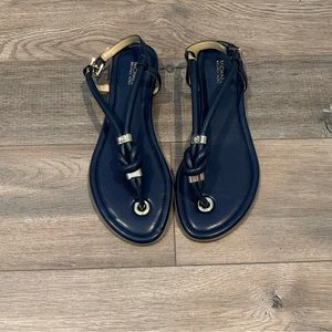 NEVER WORN! Michael Kors Navy and Gold Sandals